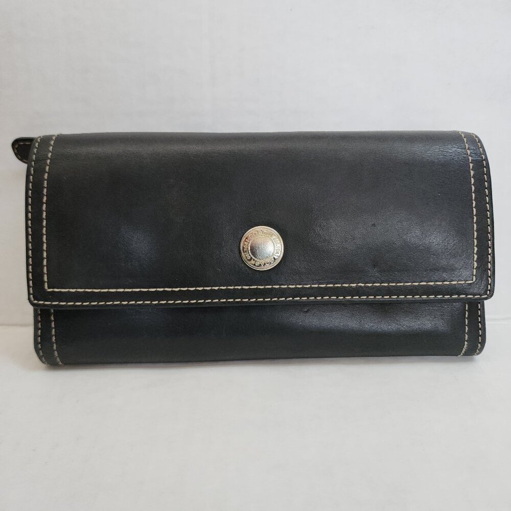 Coach Black Leather Bifold Wallet Clutch